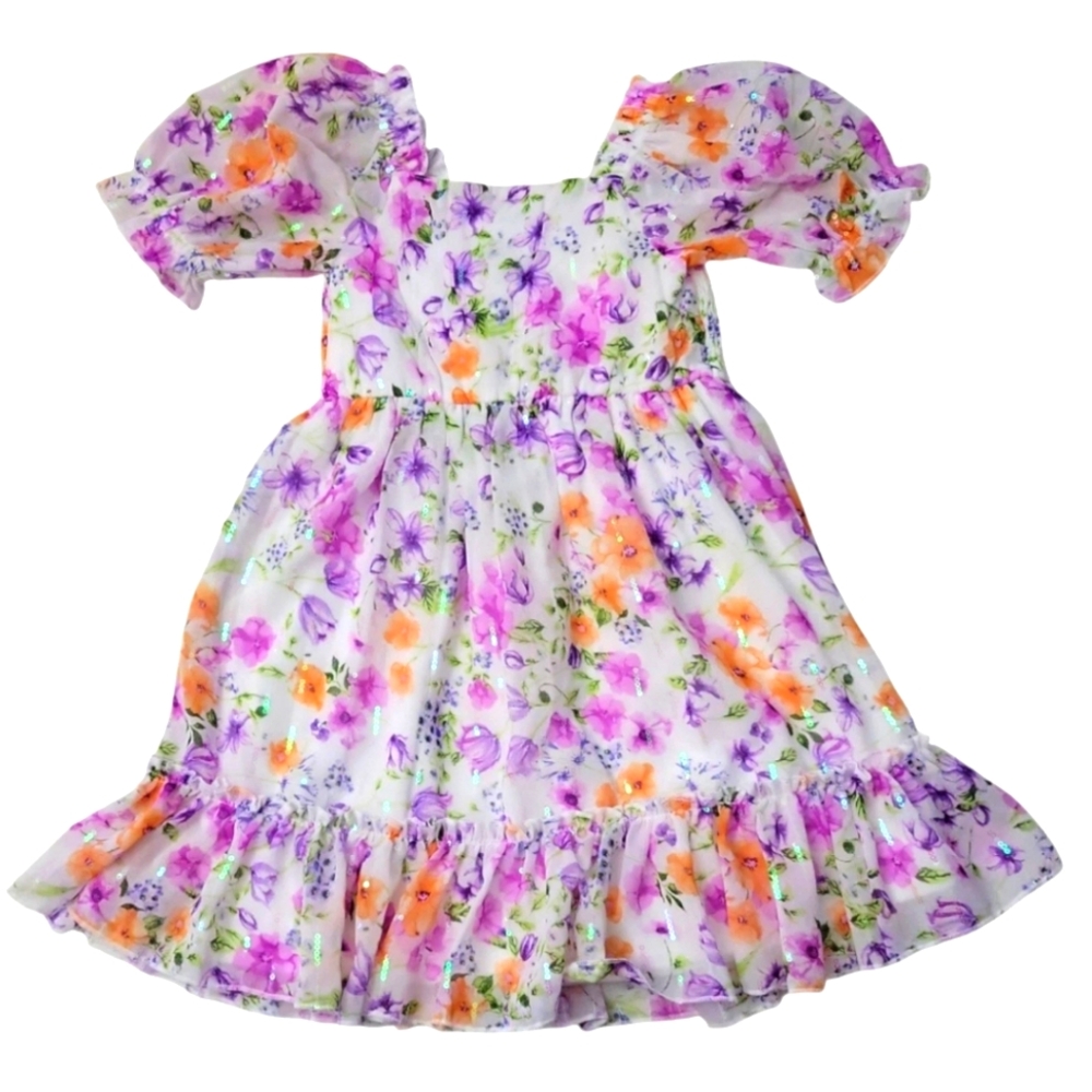 Rare Editions Colorful Floral Sequin Dress Size 6